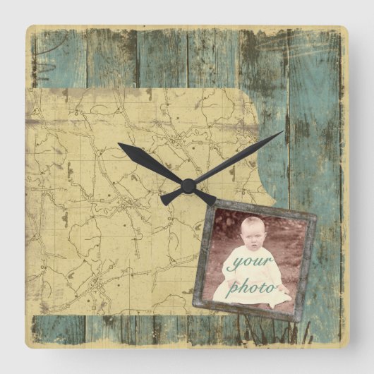 Robuuste wandklok vierkante klok (Voorkant)