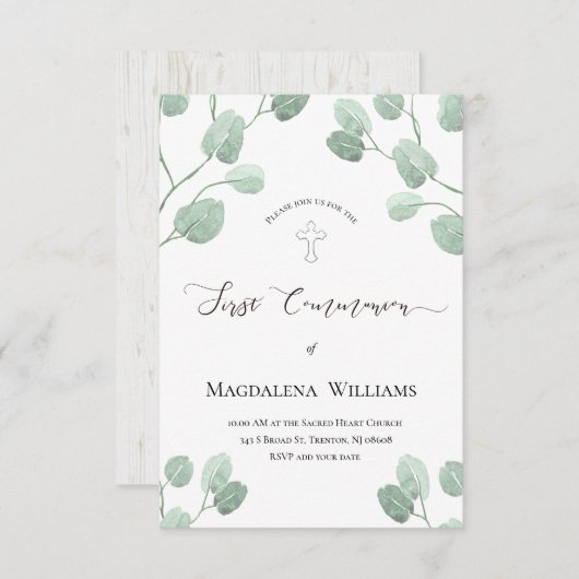 Robuuste waterverf eucalyptus greenery Commune Kaart (Voorkant / Achterkant)