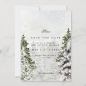 Robuuste winterbomen bruiloft met de datumkaart bedankkaart (Voorkant)