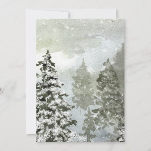 Robuuste winterbomen bruiloft met de datumkaart bedankkaart (Achterkant)