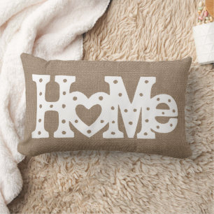 Robuusvormig "Home" Burlap-effect Kussen