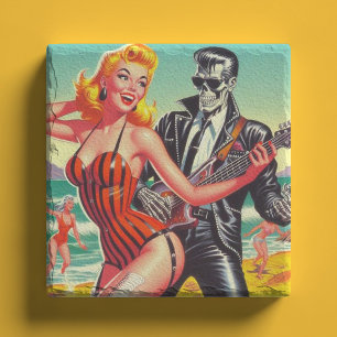 Rocabilly Summer Pin-up Stenen Onderzetter