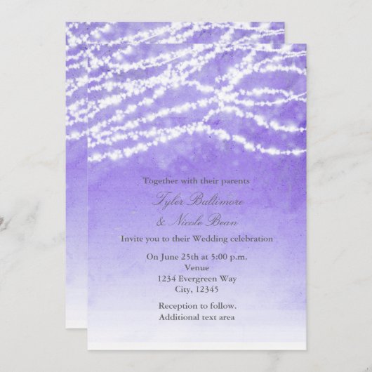 Roche Rustique éclaire Faire-part de mariage viole (Devant / Derrière)