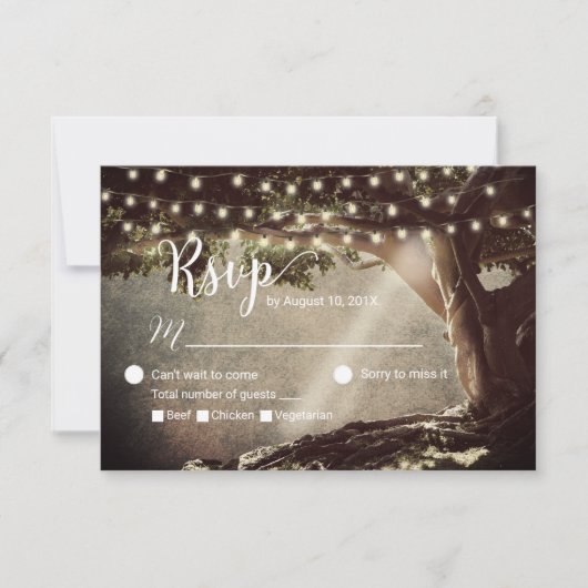 Roche rustique éclaire Vintage mariage Arbre RSVP (Devant)