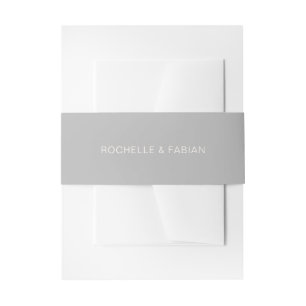 Rochelle Grey Modern Hedendaags Elegant Bruiloft Uitnodigingen Wikkel