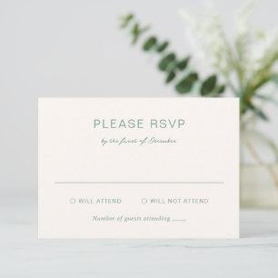 Rochelle Groen Modern Hedendaags Elegant Bruiloft RSVP Kaartje