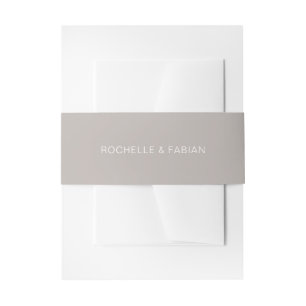 Rochelle Taupe Modern Hedendaags Elegant Bruiloft Uitnodigingen Wikkel