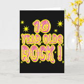 Rocher à 10 ans ! Carte de voeux (rose) (Fleur jaune)