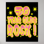 Rocher à 50 ans ! (Rose) Impression d'affiche (Devant)