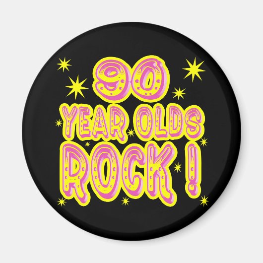 Rocher à 90 ans ! Aimant (rose) (Devant)