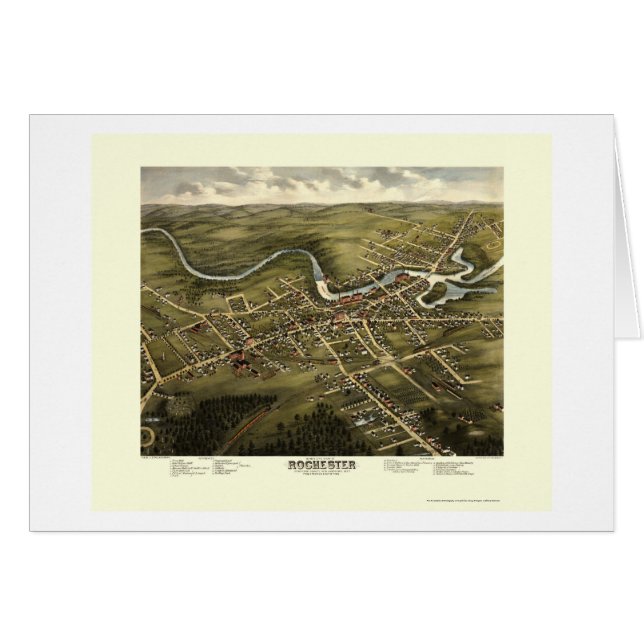 Rochester, carte panoramique de NH - 1877 (Devant horizontal)