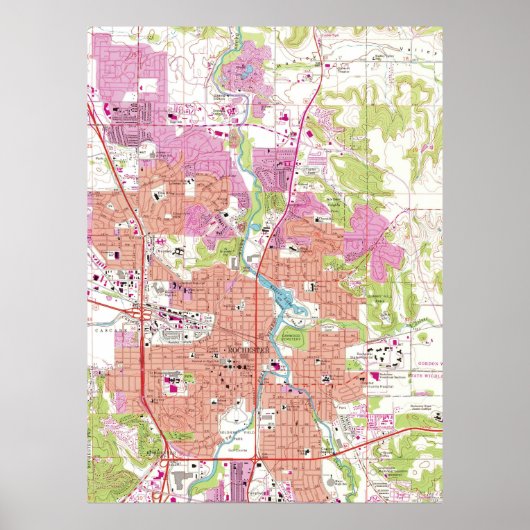 Rochester Michigan Map (1972) Poster (Voorkant)
