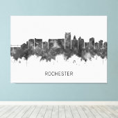 Rochester Minnesota Skyline BW Canvas Afdruk (Insitu (Houten vloer))