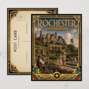 Rochester Minnesota Vintage Art Deco Gouden Tijdpe Briefkaart