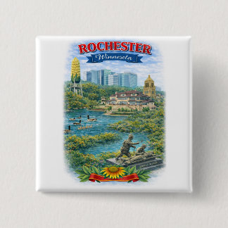 Rochester MN Minnesota Oriëntatiepunten Knop Vierkante Button 5,1 Cm