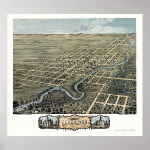 Rochester, MN Panorama Map - 1869 Poster