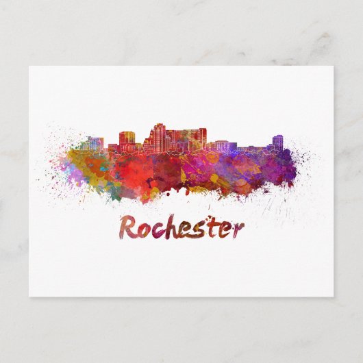 Rochester MN skyline in waterverf Briefkaart (Voorkant)