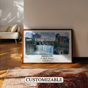 Rochester New York Poster, Aquarel, Op Maat Poster