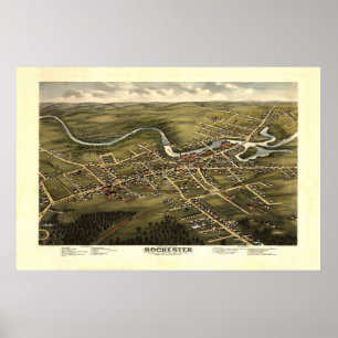 Rochester NH 19th Century Birdseye Uitzicht Poster