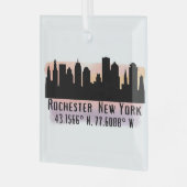 Rochester NY City Skyline Glass Ornament (Voorkant links)
