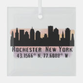 Rochester NY City Skyline Glass Ornament (Voorkant)