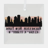 Rochester NY City Skyline Ornement en verre (Verso)