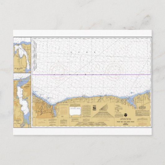 Rochester, NY Nautical Lake Ontario Chart Briefkaart (Voorkant)
