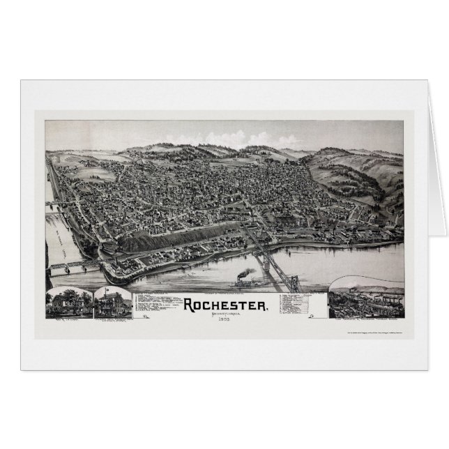 Rochester, PA Panorama Kaart - 1900 (Voorkant Horizontaal)