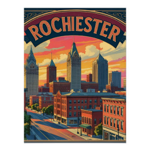 Rochester Stadssilhouet New York USA Perfect Poster