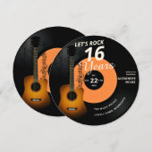 Rock 16 jaar Guitar  Record Birthday Kaart (Voorkant / Achterkant)