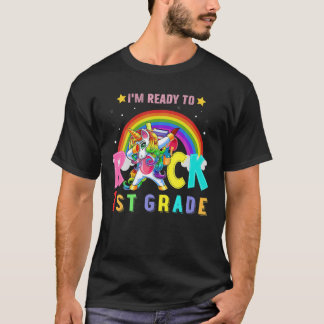 Rock 1St Grade Dabbing Unicorn terug naar schoolme T-shirt