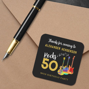 Rock 50e Verjaardagsfeest Bedankt Persoonlijk Vierkante Sticker