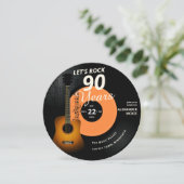 Rock 90 jaar Guitar Record Birthday Kaart (Staand voorkant)
