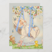 Rock-a-bye Baby Blue Faire-part de naissance (Devant / Derrière)