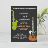 Rock a Bye Guitar Rock Star Baby shower Invitation (Debout devant)