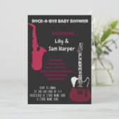 Rock a Bye Guitar Rock Star Baby shower Invitation (Debout devant)