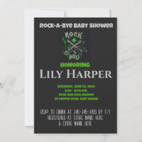 Rock a Bye Guitar Rock Star Baby shower Invitation