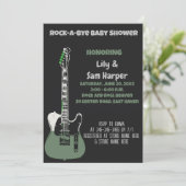 Rock a Bye Guitar Rock Star Baby shower Invitation (Debout devant)
