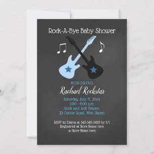 Rock a bye Guitar Rock Star Baby shower Invitation Kaart