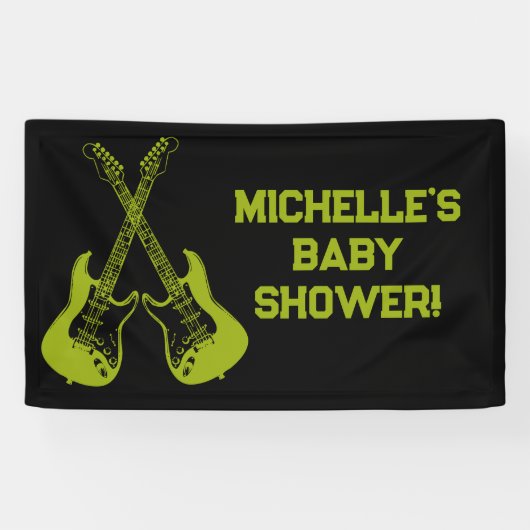 Rock a Bye Rock Star Guitare Baby shower bannière (Horizontal)
