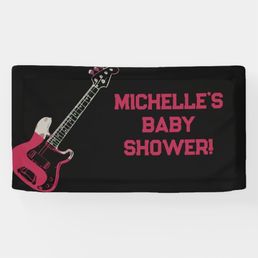 Rock a Bye Rock Star Guitare Baby shower bannière (Horizontal)