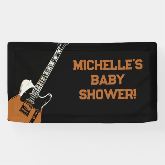 Rock a Bye Rock Star Guitare Baby shower bannière (Horizontal)