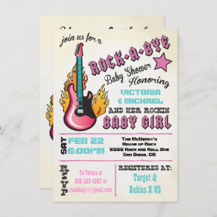 Rock a bye rockstar baby douches Invitations