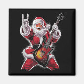 Rock & Roll Christmas Santa Claus Guitar Playe Magneet (Voorkant)