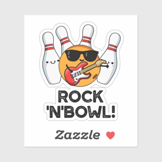 Rock and Bowl Grappige Bowling Pun Sticker (Vel)