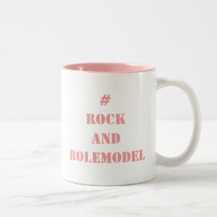 # Rock and Rolemodel - Pastel Pink bewerkbaar. Tweekleurige Koffiemok
