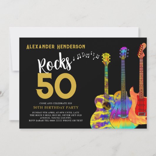 Rock and Roll 50ste verjaardagsfeestje Kaart (Voorkant)