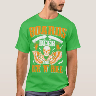 Rock and Roll Beer Concert Skateboarden Skateboard T-shirt
