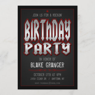 Rock and Roll Birthday Party Invitation Kaart