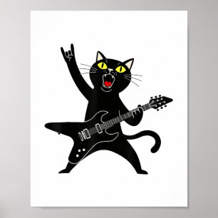 Rock and Roll Black Cat spelen gitaar _1 Poster